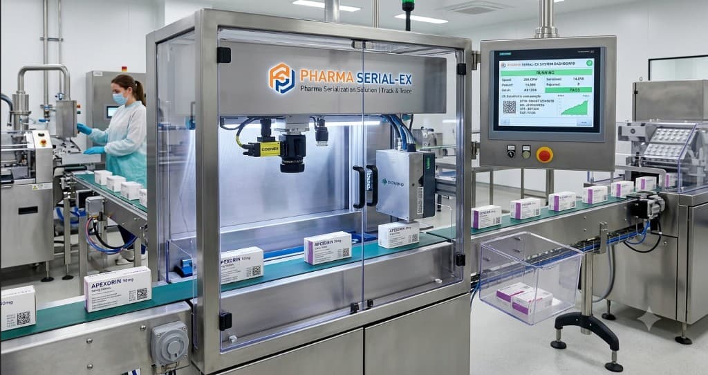 Pharma serialization and track and trace packaging line